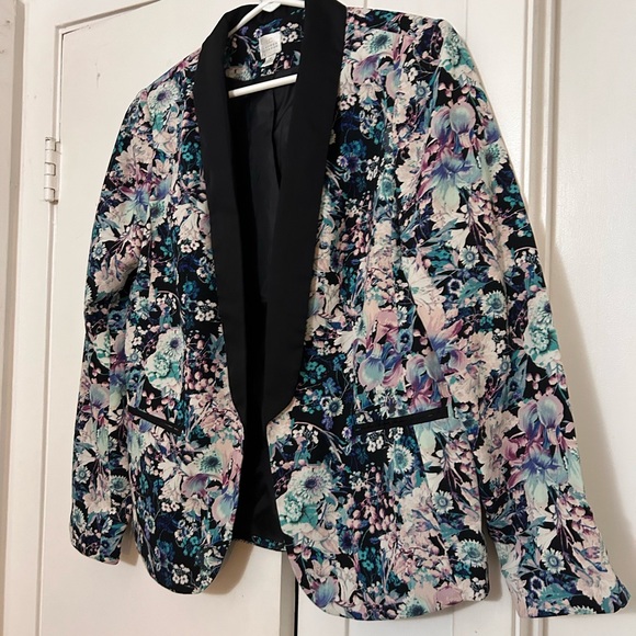 LC floral jacket Lauren Conrad violet blue lightweight like new - Picture 5 of 6